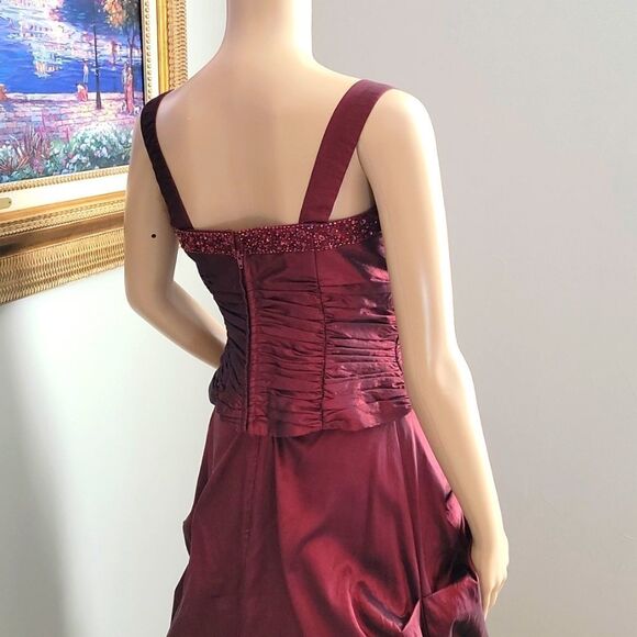 Burgendy red taffeta evening dress 2 piece fits size 6-8 ❤ - Picture 7 of 16